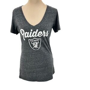 Touch by Alyssa Milano Las Vegas Raiders V-Neck Graphic T-Shirt Charcoal Women M